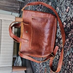 Portland leather mini crossbody bag in nutmeg brown